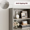 71.4in Tall Farmhouse Bookcase with Doors 11.8in Depth Display Storage Shelves Industrial Bookshelf Wooden 6 Shelf Bookshelves for Living Room - 4 of 4