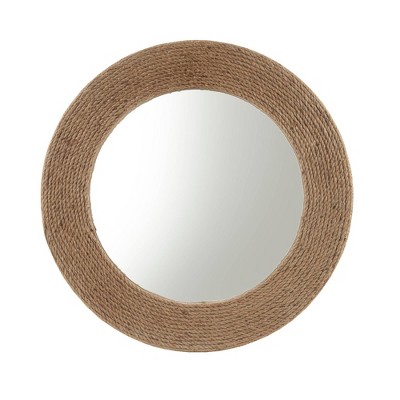 Coastal Charm Natural Jute Rope 26" Round Wall Mirror