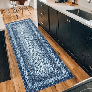 GOCAPTAIN Rug Runners for Hallways Non Slip Machine Washable Bathroom Rugs Modern Braided Print Area Rugs Foldable Thin Throw Mats for Kitchen - 1 of 4