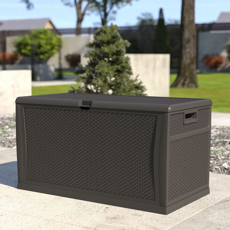 Flash Furniture 120 Gallon Plastic Deck Box - Outdoor Waterproof Storage Box for Patio Cushions, Garden Tools and Pool Toys, 3 of 11