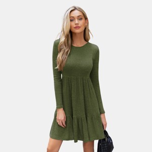 Women's Ribbed Knit Tiered Babydoll Mini Sweater Dress - Cupshe - 1 of 4