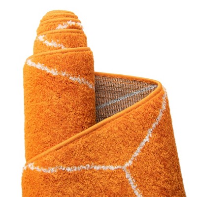 Trellis Frieze 8' Round Orange Synthetic Area Rug