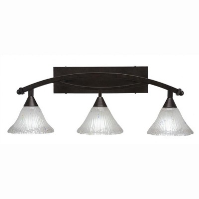 Toltec Lighting Bow 3 - Light Vanity in  Bronze with 7" Frosted Crystal Shade