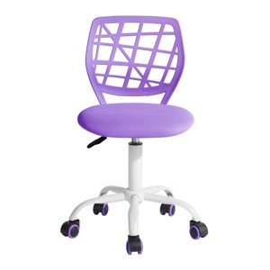 FurnitureR Desk Chair, Adjustable Computer Task Chair Office Chairs with Plastic Backrest and Padded Seat Cushion, Swivel Chair with Wheels, Purple - 1 of 4