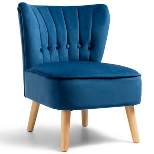 Costway Armless Accent Chair Tufted Velvet Leisure Chair Single Sofa Upholstered BlueGreenPink