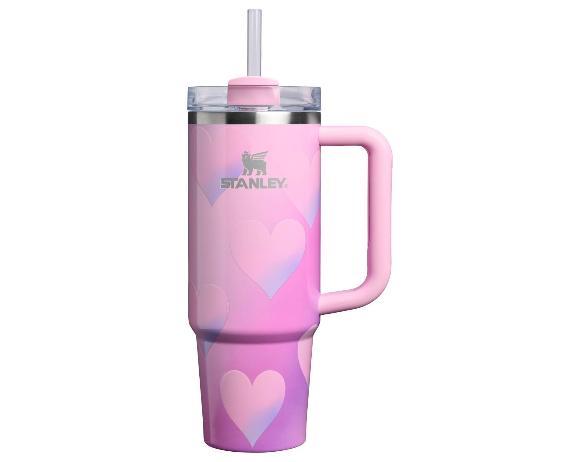 Stanley 30 oz Stainless Steel H2.0 Flowstate Quencher Tumbler Powder Pink Heart Gradient