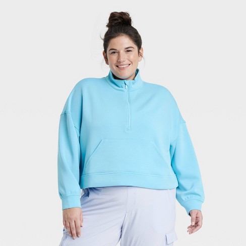 Lululemon Blue Hoodie Cropped Hooded Sweatshirt Womens Size 8 Crop Shirt  (AC)