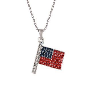 Anna-Kaci 4th of July USA American Flag Pendant Lincoln Memorial Round Elephant Necklace  for Women Men, USA Flag - 1 of 4