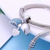 Heart Charm I Love You European Bead Sterling Silver Blue CZ Ginger Lyne Collection - 2 of 4