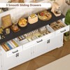 Usikey 63” Large Buffet Cabinet with 4 Doors and 3 Drawers, Buffet Sideboard Cabinet with Storage , Coffee Bar, Wine Bar for Living Room, White - 3 of 4