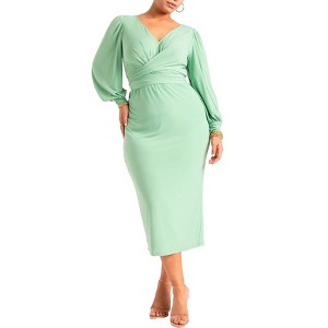 ELOQUII Women's Plus Size Cross Front Midi Dress - 1 of 4