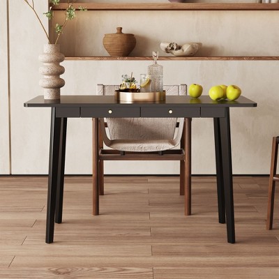 FUFU&GAGA Black Study Table: Elegant Design, Ample Storage, Durable Build