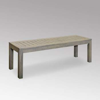 Westlake Wood Outdoor Patio Backless Bench - Weathered Gray - Cambridge Casual