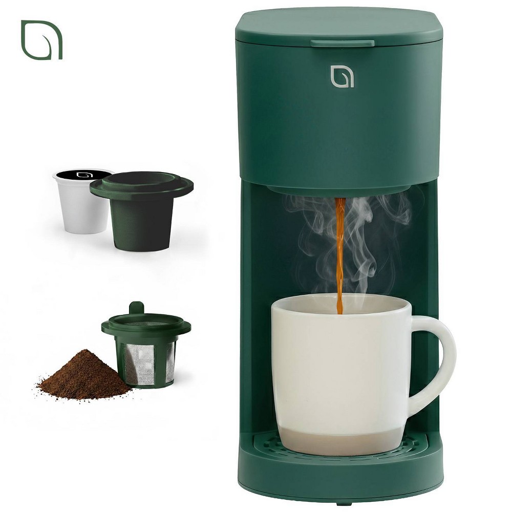 Willow Kitchen Single-Serve Coffee Maker Machine for Pods & Grounds with K Cup, Self Cleaning & Small Portable Coffee Maker Green