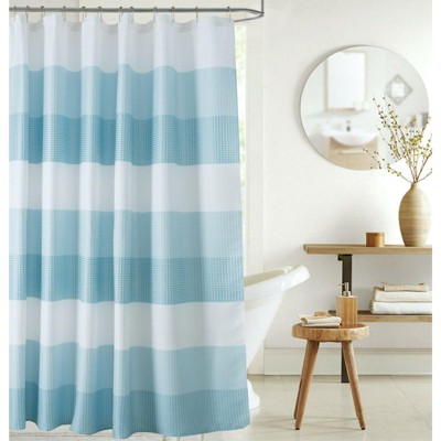 Kate Aurora Spa Accents Striped Waffle Fabric Shower Curtain