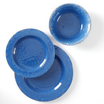 Mauna Cobalt Blue Melamine Dinnerware Set, Service for 4