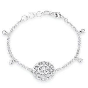 Slickblue Women’s Rhodium Plated Bracelet, 0.5ct CZ, Interlocking Circles, 6.5" + 1.5" Extender, Lobster Clasp - 1 of 3