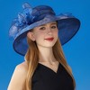 Anna-Kaci Women's Wide Brim Organza Dress Hat with Sheer Ribbon Floral Design for Formal Events and Sun Protection - 2 of 4