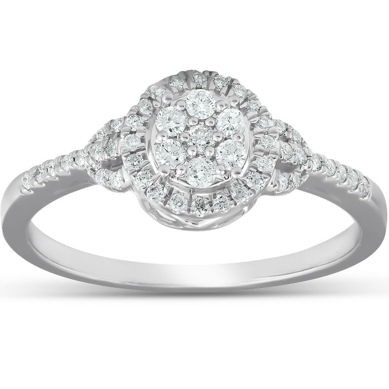 Pompeii3 1/4Ct Halo Diamond Engagement Ring 10k White Gold, 1 of 5