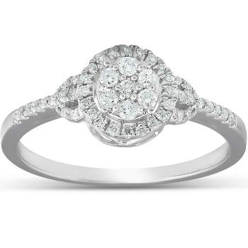 Pompeii3 1/4Ct Halo Diamond Engagement Ring 10k White Gold