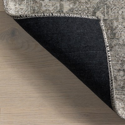 Gray Rectangular 4' x 6' Synthetic Vintage Medallion Area Rug