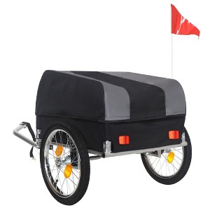NAYSAYE Wagons Heavy Duty Bike Cargo Trailer with Waterproof Cover for Outdoor Transport, Black, 50.79"*25.98"*24.02" - 1 of 4