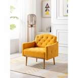 Modern Upholstered Accent Armchair with Tufted Backrest and Rose Golden Feet-ModernLuxe