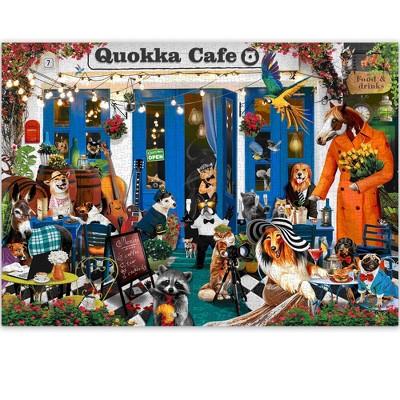 QUOKKA 1000 Piece Puzzles for Adults and Up - Jigsaw Puzzles for Men and Women - Funny Animals in Cafe for Kids