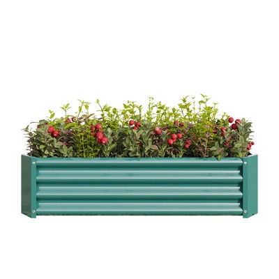 DOMETOUR Metal Raised Garden Bed, Rectangle Raised Planter 4×2×1ft for Flowers Plants, Vegetables Herb