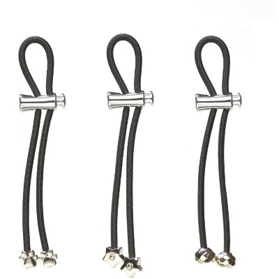Pulleez Silver Paw, Star, Facet Ball Metal Charms on a Black Elastic Hair Tie, Set of 3
