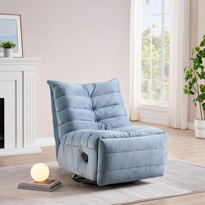 GustoWave Modern Swivel Lounge Chair with Side Pocket, 220lbs Load Capacity Comfy Seating Velvet Lazy Chair, Lake Blue