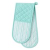 Design Imports  Double Stripe Oven Mitt Set Aqua 35X7.5" - 2 of 4