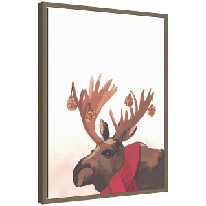 Kate & Laurel All Things Decor Sylvie Framed Canvas Festive Moose by Teju Reval - 1 of 4