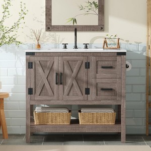 36" Farmhouse Bathroom Vanity with Sink Combo - 1 of 4