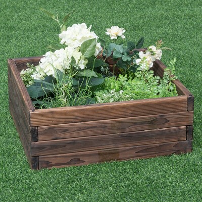 Costway Square Raised Garden Bed Flower Vegetables Seeds Planter Kit Elevated Box