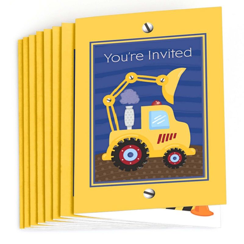 Big Dot of Happiness Construction Truck - Fill In Baby Shower or Birthday Party Invitations (8 count), 2 of 6
