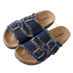 Roxoni Women's Double Buckle Sandals with EVA Insole & Non-Slip Sole Denim - 1 of 3