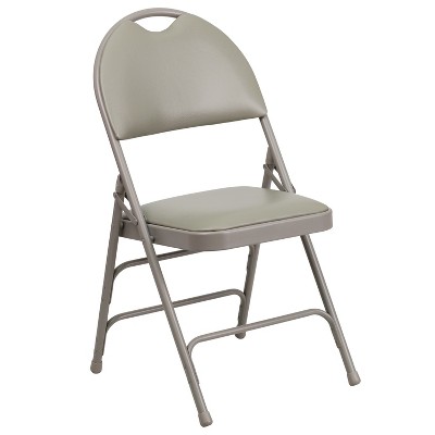 Gray Vinyl High Back Armless Metal Folding Chair Set