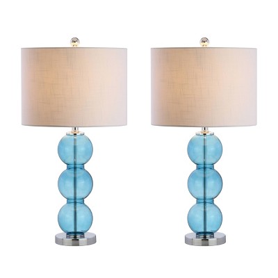 (Set Of 2) 27" Bella Glass Triple Sphere Table Lamp Sky Blue (Includes LED Light Bulb) - JONATHAN Y