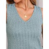 cheibear Women's Loungewear Knit Sleeveless V Neck Tank Tops with Pants Pajamas Sets 2 Pcs - 4 of 4