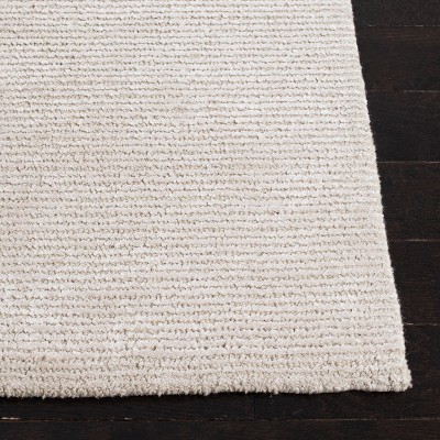 Hand-Loomed Beige Wool & Viscose 4' Square Accent Rug