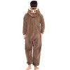 ADR Men's Plush Fleece One Piece Hooded Footed Zipper Pajamas Set, Soft Adult Jumpsuit PJs with Hood - 3 of 4