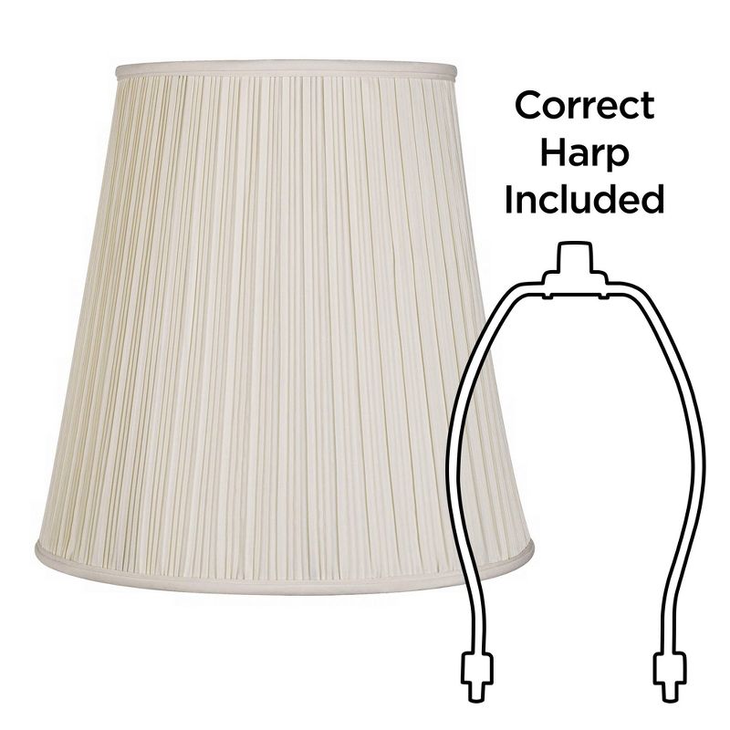 Springcrest Set of 2 Pleated Drum Lamp Shades Cream Large 12" Top x 18" Bottom x 18" High Spider with Replacement Harp and Finial, 6 of 8