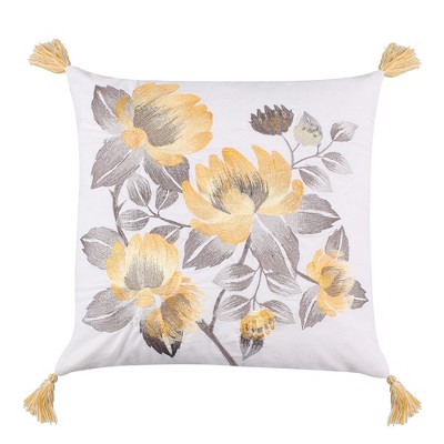 Kiana Floral Decorative Pillow Grey - Levtex Home