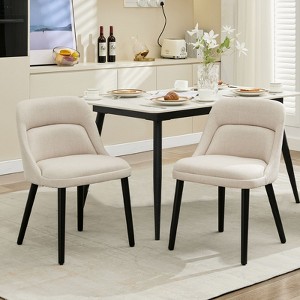 Dining Room Chairs Set of 2, Upholstered Linen Fabric Dining Chairs with Wood Legs, Modern Dining Chairs for Kitchen, Dining Room, Cafe, Living Room, - 1 of 4
