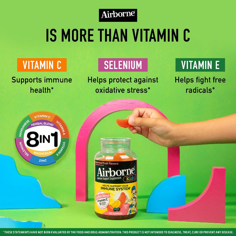 Airborne Kids Immune Support Gummies with Vitamin C &#38; Zinc - Assorted Fruit - 42ct, 5 of 11
