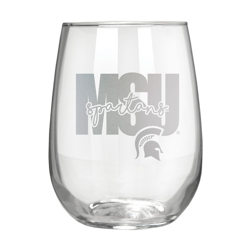 NCAA Michigan State Spartans The Vino Stemless 17oz Wine Glass - Clear, 1 of 2
