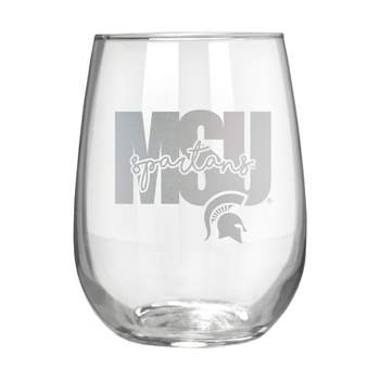 NCAA Michigan State Spartans The Vino Stemless 17oz Wine Glass - Clear