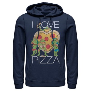 Men's Teenage Mutant Ninja Turtles I Love Pizza Heart Pull Over Hoodie - 1 of 4