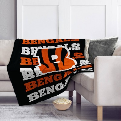 Nfl Cincinnati Bengals Repeat Refresh Wordmark Flannel Fleece Throw 